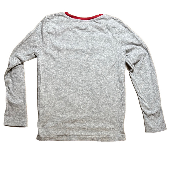 Mini Boden 9-10 Long Sleeve Tee with Festive Holiday Winter Graphic Gray Red - Picture 5 of 5